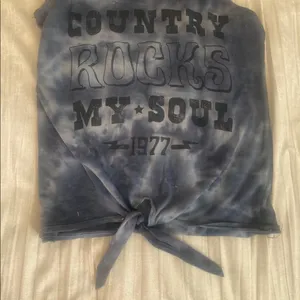 Denizen from Levi's Graphic Tank Top Size M Blue Tie Dye Ties At The Waist. thumbnail 3