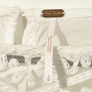 Free People Size Small White ‘Sweet Mornings’ Woven and Lace Top Peasant Boho thumbnail 5
