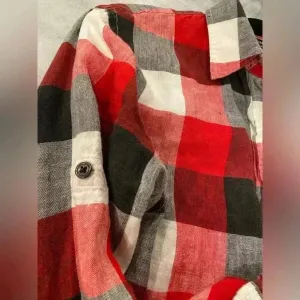 Lauren Ralph Lauren Black Red Plaid 100% Linen Button Down Long Sleeve Size M thumbnail 9