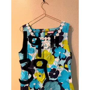 Lilly‎ Pulitzer Dress Women 6 Blue Floral 92862W Seersucker Lace Shift Preppy thumbnail 9