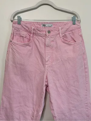 Zara Light Pink Straight Leg Jeans Size 10 Women’s Denim thumbnail 4