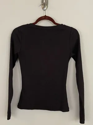 REISS Felicity Stretch-Cotton Asymmetric-Neck Top in Chocolate Brown Size Small thumbnail 5