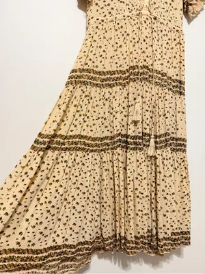Free People Rare Feeling Pleated Maxi Dress In Neutral Size Small Floral thumbnail 7