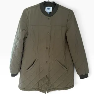 Old Navy Green Quilted Snap Button Lightweight Jacket Women’s Medium thumbnail 1