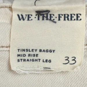 Free People We The Free Tinsley‎ Baggy Mid Rise Straight Leg Jeans Cream 33 NWOT thumbnail 7