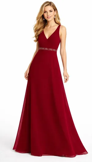 1990s Y2K Michaelangelo Red Beaded Chiffon Evening Gown size 8 thumbnail 1