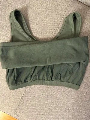 Aerie Green Ribbed Long Lined Bralette thumbnail 4