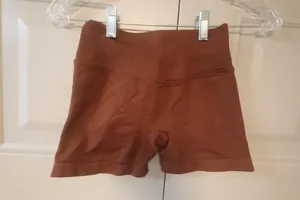 Workout booty shorts bundle of XS's exercise shorts in yellow and brown. thumbnail 3