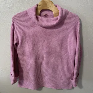 Anthropologie Pilcro Pink Cowl Neck Chunky Sweater Size‎ Large Ribbed Oversized thumbnail 1
