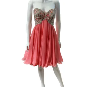 Evenings by Allure Strapless Coral Pink Embellished Corset Dress Size‎ 6 Formal thumbnail 10