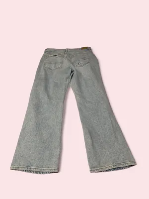 American Eagle Outfitters Light Blue Distressed Wide Leg stove pipe Jeans thumbnail 2