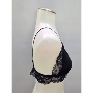 Black Goth Fairy Whimsy Romantic Boudoir Bridal Cottage Lingerie Lace Bralette L thumbnail 4