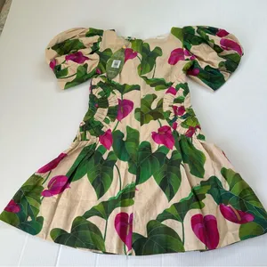 Farm Rio NWT Anthurium Leaves Dress Sand, M thumbnail 4