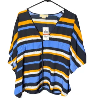 Michael Michael Kors Striped Kimono V-Neck Tie Front Blouse PU44K7E087 Size P thumbnail 1
