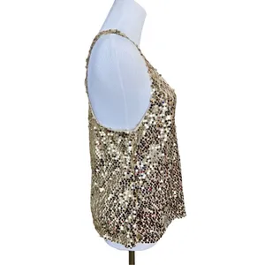 Abercrombie and Fitch Gold Sequin Tank Racer Top‎ LARGE Holiday Party NWT $88 thumbnail 2