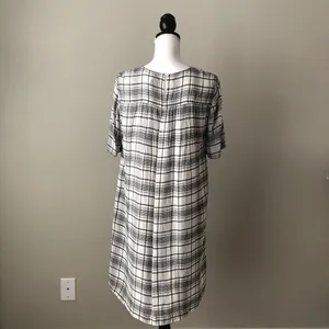 LOFT | Plaid Lace Applique Swing Dress Sz M thumbnail 5
