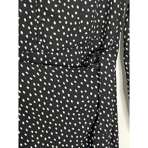 Abercrombie Black Polka Dot Faux Wrap Dress Button Front S thumbnail 6
