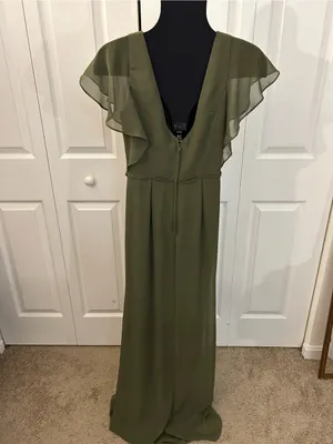 David's Bridal Gorgeous double layered chiffon flutter sleeve dress thumbnail 7