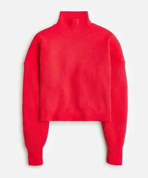 J. Crew Ribbed turtleneck sweater in stretch yarn bright red size medium thumbnail 1