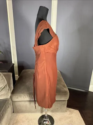 Women’s Brown Chiffon Formal Mother of the Bride Dress Draped Jacket Size 14 NWT thumbnail 8