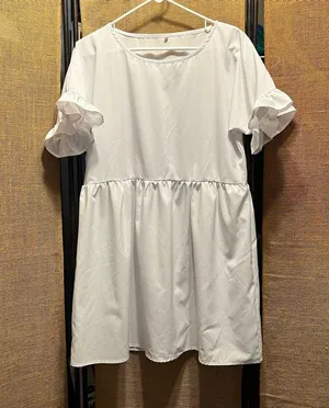 2XL White Ruffled Sleeve Mini Dress thumbnail 2