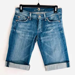 7 For All Mankind Capri Jeans 25 Dojo Cropped Distressed Medium Blue Vacation thumbnail 1