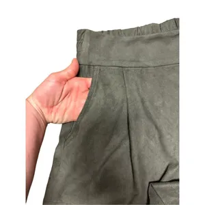 1.STATE Women's‎ High Waist Shorts Vegan Faux Suede Pleated Olive Earth Sz S thumbnail 8