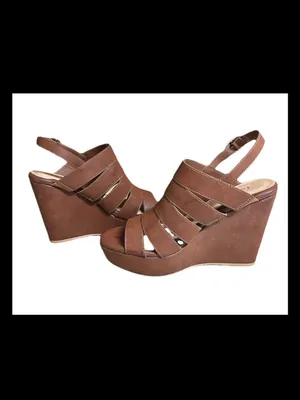 Torrid Shoes Platform Wedge Heels Sandals Size 9.5 Brown NEW thumbnail 3