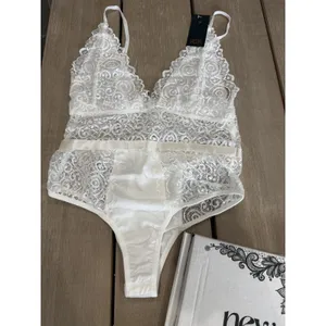 New‎ Even White Small Lingerie Teddy Bodysuit Lace Boho Chic Sexy Festival Wear thumbnail 2