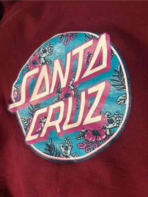 Santa Cruz Skateboards Burgundy Crewneck Hoodie with Logo Patch thumbnail 4