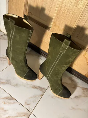 Vero Cuoio WOMENS leather boots olive green size 39.5 thumbnail 4