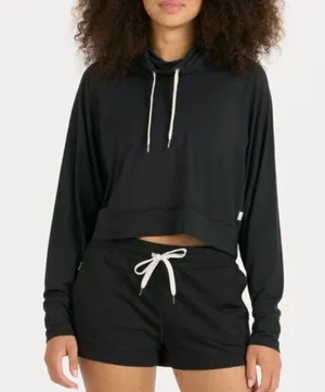 Vuori Halo Cropped Funnel Neck Pullover Black thumbnail 1