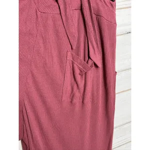 Free People FP Beach Jumpsuit Overalls Small Mauve Ribbed Linen Blend thumbnail 5