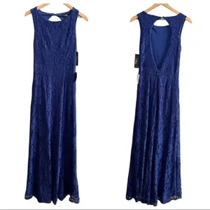 NWT Lulu’s Lace Overlay Royal Blue Dress Gown Size Small thumbnail 2