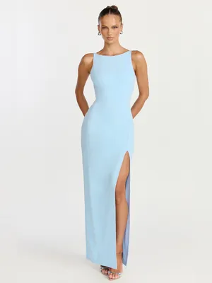 SHOWPO Indi Boat Neck Bodycon Maxi Dress In Light Blue thumbnail 5