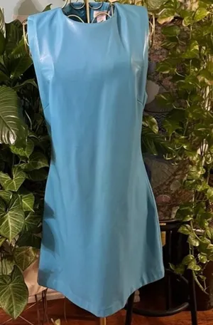 House of Harlow vegan leather blue mod dress thumbnail 1