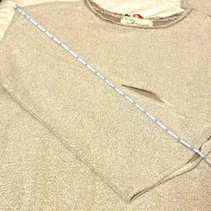 Vintage Havana- Cream Oversized Raw Neckline Knit Stripe Back Sweater Size S thumbnail 6