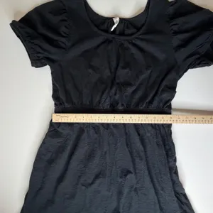 Daily Practice Anthropologie Cap‎ Sleeve Mini Dress Medium Black Slub Cotton thumbnail 14
