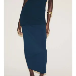 Zara NWT navy blue drop waist combination midi dress thumbnail 3