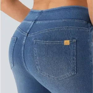 641 | NWT Halara Flex High Waist Flare Leg Stretch Denim Blue Womens S thumbnail 5