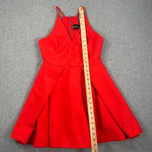 Do + Be Red Flare Cocktail Party Mini Dress Size Medium V-Neck Sleeveless thumbnail 2