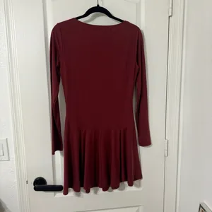 Reformation Coen Jersey Knit Long Sleeve Square Neck Mini Dress Chianti Medium thumbnail 7