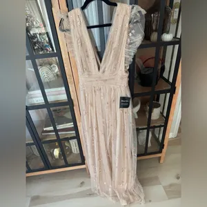 Altar'd State Tulle maxi dress ruffle flutter sleeve glitter stars formal sparkly vneck aster thumbnail 2