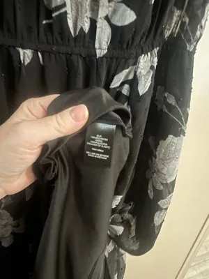 Torrid sz 2 2xl plus black gray Swiss dot smocked neck tank dress floral lined thumbnail 9