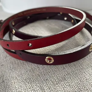 Patrizia Pepe Italian Leather Belt Gold Fly Charm Red Burgundy OSFM thumbnail 5