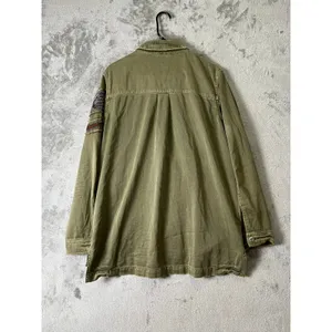 Free People Embellished Military Shirt Jacket Olive Green Embroidered Patch S thumbnail 3