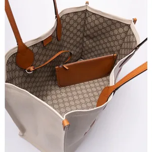 GUCCI logo printed large canvas shopper tote shoulder bag thumbnail 3
