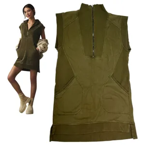 Daily Practice Anthropologie Meru Zip-Front Mini Dress Olive Green Size Large thumbnail 2