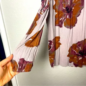 Entro Floral Cold Shoulder Long Sleeve Top - Purple and Brown Size L thumbnail 4