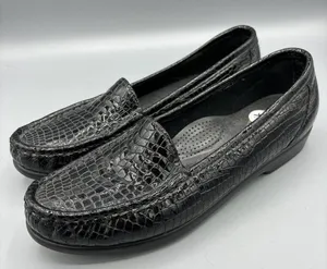 SAS Tripad Black Reptile Croc Slip‎ On Leather Loafers Comfort Women’s 7.5 thumbnail 1